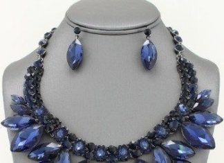 Birthday Gifts Ideas : Marquis London Blue Crystal Collar Necklace & Earring Set