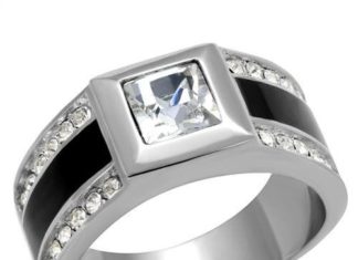 Birthday Gifts Ideas : Men's 2CT Russian lab Diamond Stainless Steel Wedding Band Ring