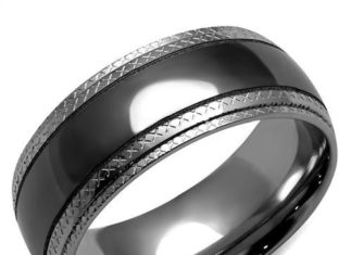 Birthday Gifts Ideas : Men's Black & Grey Stainless Steel Wedding Band Ring