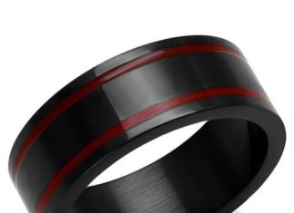 Birthday Gifts Ideas : Men's Black & Red Tungsten Wedding Band Ring