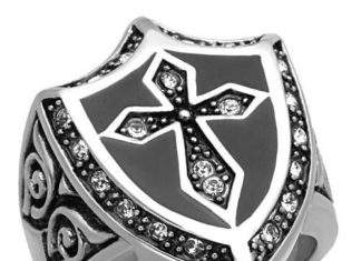 Birthday Gifts Ideas : Men's Knight Cross & Shield Stainless Steel Ring