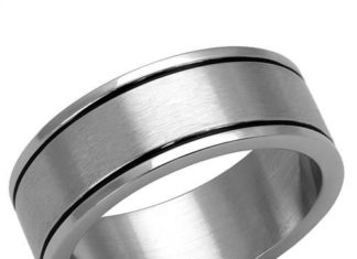 Birthday Gifts Ideas : Men's Stainless & Black Wedding Band Ring
