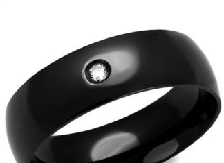 Birthday Gifts Ideas : Men's Stainless Steel & Black Wedding Band Ring