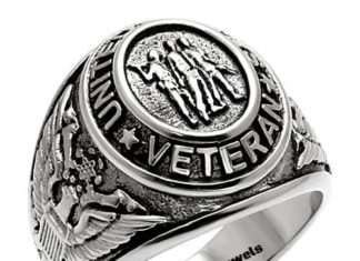 Birthday Gifts Ideas : Men's Stainless Steel Military Veteran's Wedding Band Ring