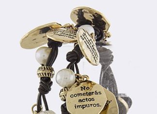 Birthday Gifts Ideas : NEW! 14K Gold Pearl Los Diez Mandamientos Multi Charm Bracelet Cross Religious …