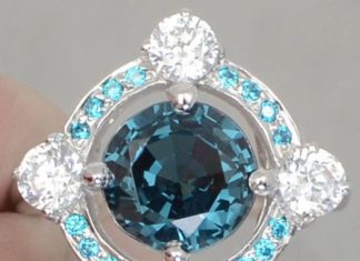 Birthday Gifts Ideas : Natural 4.1CT Round Diamond Cut London Blue Topaz With Blue Aquamarine and White…