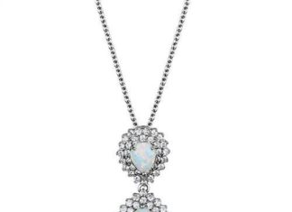 Birthday Gifts Ideas : Natural Pear Cut Australia Opal Halo Pendant Necklace