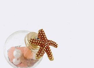 Birthday Gifts Ideas : Orange Red Star Fish Gold Jewel Ball Double Stud Earrings by TheCharmsofLondon o…