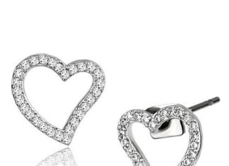 Birthday Gifts Ideas : Pave Heart Stud Earrings