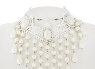 Birthday Gifts Ideas : Pearl & White Lace Victorian Bridal Necklace