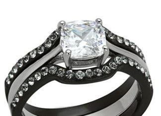Birthday Gifts Ideas : Perfect 1 Carat Cushion Cut Black IP Russian Lab Diamond Bridal Wedding Ring