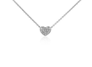 Birthday Gifts Ideas : Rhodium Russian Lab Pave Diamond Heart Necklace Birthday Graduation Promise Wedd…