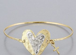 Birthday Gifts Ideas : NEW! Brushed Gold Copper Patina Heart & Cross Design Love Inspired Vintage Brac…