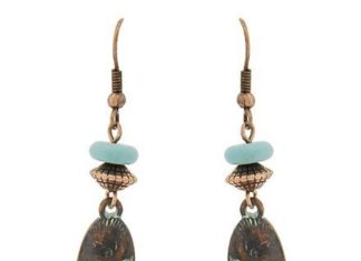 Birthday Gifts Ideas : Patina Copper Turquoise Heart Earrings