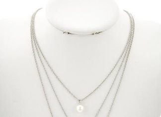 Birthday Gifts Ideas : Silver Layer White Pearl Bridal Prom Necklace