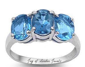 Birthday Gifts Ideas : Sky Blue Topaz Three Stone Journey Ring