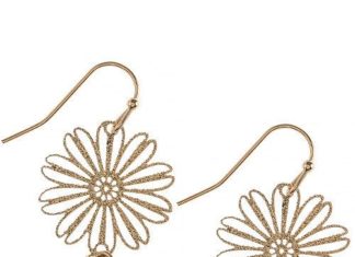 Birthday Gifts Ideas : Textured Floral Fresh Water Pearl Drop Earrings