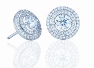 Birthday Gifts Ideas : The Aura Double Halo Russian Lab Diamond Stud Earring Set