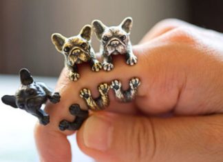 Birthday Gifts Ideas : Tibetan Antique Sterling Silver French Bulldog Ring