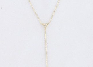 Birthday Gifts Ideas : Trendy Gold Pave Crystal Triangle Bar Layer Pendant Y Lariat Necklace