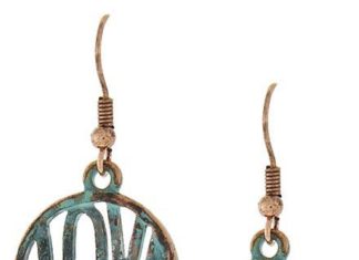 Birthday Gifts Ideas : Vintage Coper Patina Love Pierced Earrings