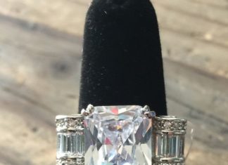 Birthday Gifts Ideas : Vintage Style 4.6CT Emerald Cut Russian Lab Diamond Baguette Accents Ribbon Ring