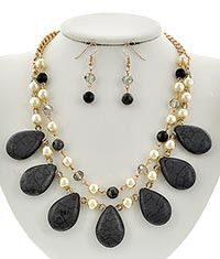 Birthday Gifts Ideas : Vintage Victorian Style Pearl, Hematite and Black Glass Wedding Prom Necklace & …