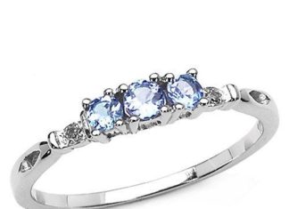 Birthday Gifts Ideas : White Gold .24CT Tanzanite Blue & White Diamond Engagement Wedding Ring