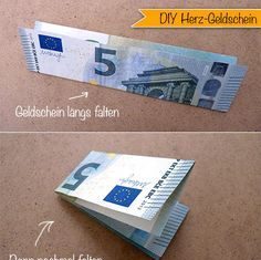Birthday Gifts Inspiration : DIY Geldschein Origami Herz money heart – www.kreativliste.de
