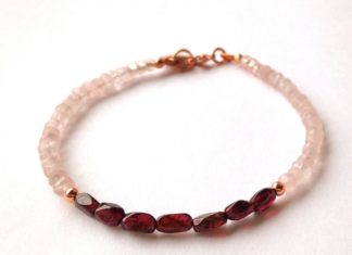 Birthday Gifts Inspiration : Just in: Delicate Bracelet with Rose Quartz and Red Garnet with Copper Accents, …