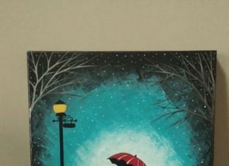 Birthday Gifts Inspiration : Original Couple kissing in the rain wall art,couple with red umbrella painting,c…