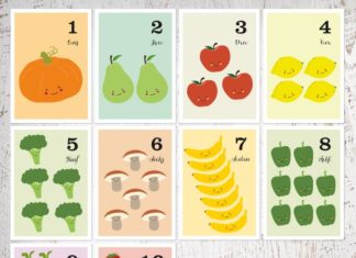 Birthday Inspiration: A6 Karten, Zahlen lernen mit Obst // learning numbers, fruit cards by fiftyfour-…