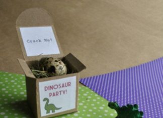 Birthday Inspiration: Einladungskarte zum Jungengeburtstag: Dinosaurier Party, Kartonkiste, Dinosaurie…