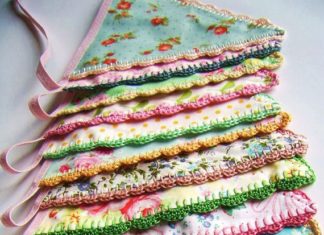 Birthday Inspiration: Fabric bunting flags with crochet edging. ..so sweet!