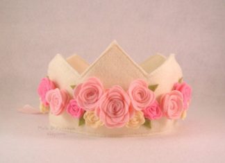 Birthday Inspiration: Felt Rose Crown Princess Crown Pink Cream by pixieandpenelope