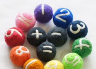 Birthday Inspiration: Maths counting balls – needle felted wool. Easy to make, possibly with children….