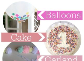Birthday Party : 1st Birthday Party Ideas including smash cake, balloons, garland and wreath