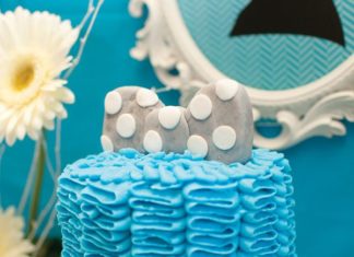 Birthday Party Inspiration : Blue Ruffle Bow Tie Cake