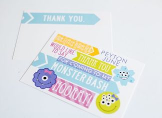 Birthday Party Inspiration : Coordinating thank-you cards kick up your hosting skills a few notches.