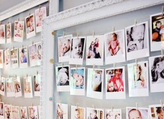 Birthday Party Inspiration : Giant empty frames with strings of “polaroids”