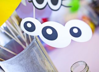 Birthday Party Inspiration : Guests were able to have a little fun with these cute photo booth props from Lit…