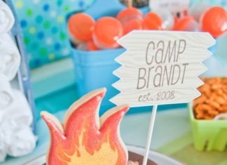 Birthday Party Inspiration : How clever is this campfire cake made with Twix bars and rock candy? #birthdayca…
