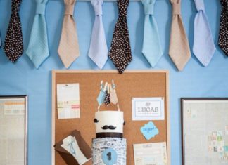 Birthday Party Inspiration : Office First Birthday Party With Adorable Mustache and Tie Details