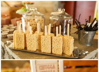 Birthday Party Inspiration : Popcorn and Rice Krispies Treats also filled the table along with themed food li…