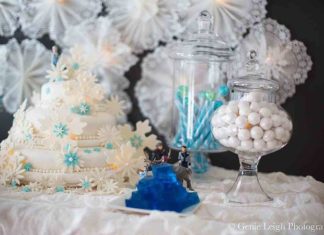 Birthday Party Inspiration : This Frozen-themed party was full of blue and white, snowflakes, and sparkles.