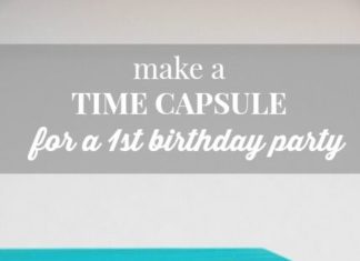 Birthday Party : Make this DIY time capsule for a kids first birthday party. A great way to colle…