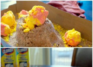Birthday Party : This awesome fizzing volcano invitation to play is so cool. Taste-safe for toddl…