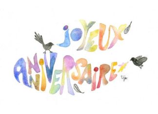 Happy Birthday Wiches : Happy Birthday Joyeux Anniversaire Watercolored by thevysherbarium, $4.00