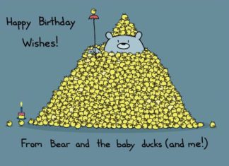 Happy Birthday Wiches : Happy Birthday Wishes From Baby Ducks and Bear Card by bikeparts, $3.50