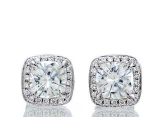Birthday Gifts Ideas : 1.8CT Cushion Cut Halo Russian Lab Diamond Earrings Birthday Graduation Wedding …